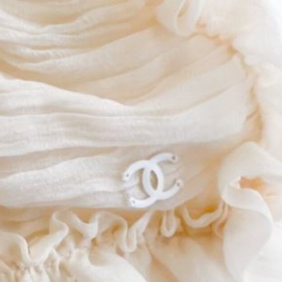 Chanel vintage 2006 ivory / Black Bow Detail Ruched Silk Chiffon Top / Jacket - Picture 11 of 15